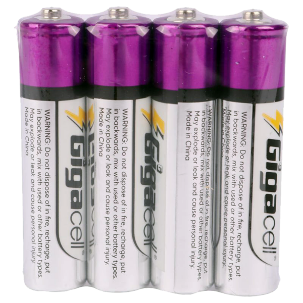 باتری چهار تایی نیم قلمی Gigacell Max Power Heavy Duty R03 1.5V AAA شرینک